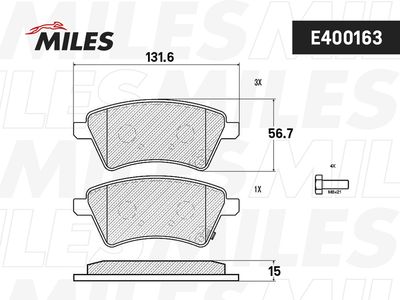 Колодки тормозные передние Miles E400163