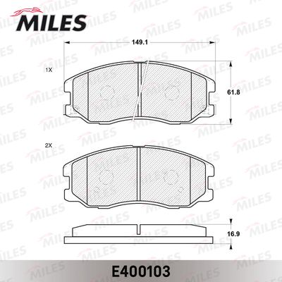 Колодки тормозные передние Miles E400103