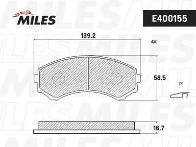 Колодки тормозные передние Miles E400155
