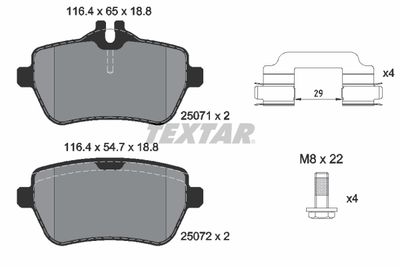 Колодки тормозные задние TEXTAR 2507103
