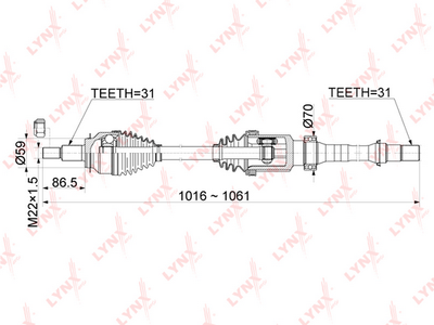 Привод в сборе передний правый LYNXauto CD1075