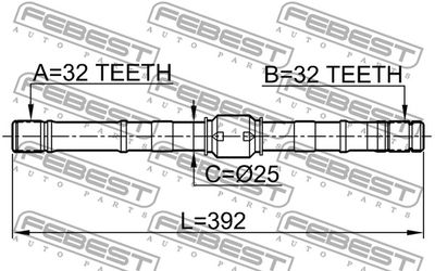 Полуось левая FEBEST 0212SR20LH