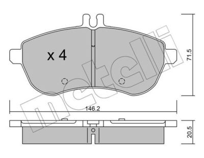 Комплект колодок для дискового тормоза METELLI 2206650