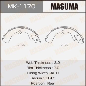 Колодки тормозные барабанные Masuma MK1170