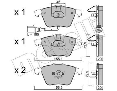 Комплект колодок для дискового тормоза METELLI 2205492
