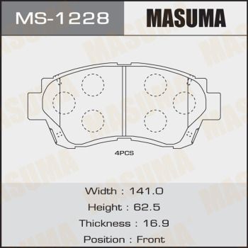 Колодки тормозные дисковые Masuma MS1228