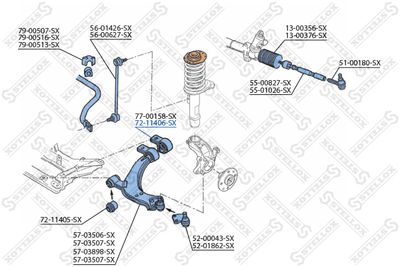 Сайлентблок заднего рычага STELLOX 7211406SX