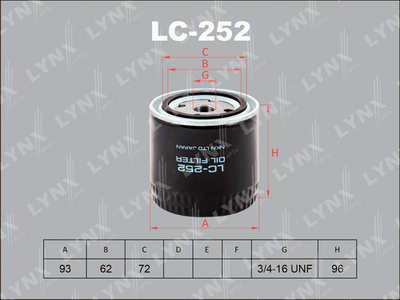 Фильтр масляный LYNXauto LC252