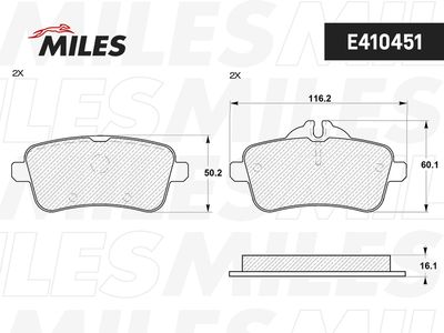 Колодки тормозные задние Miles E410451