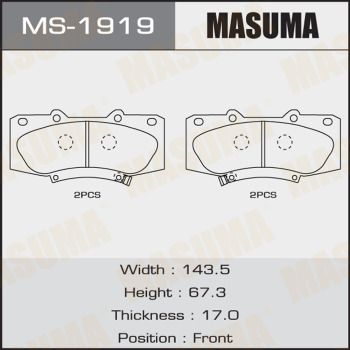 Колодки тормозные Masuma MS1919