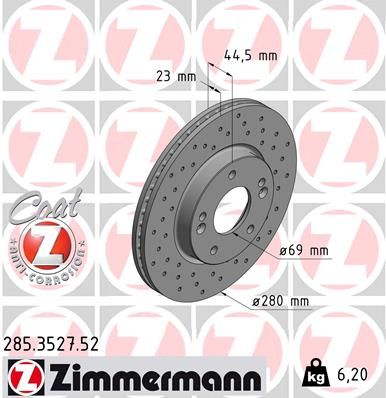 Диск тормозной передний ZIMMERMANN 285352752