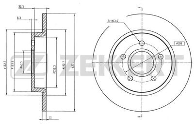 Диск тормозной задний Zekkert BS5630
