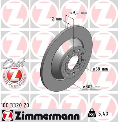 Диск тормозной ZIMMERMANN 100332020