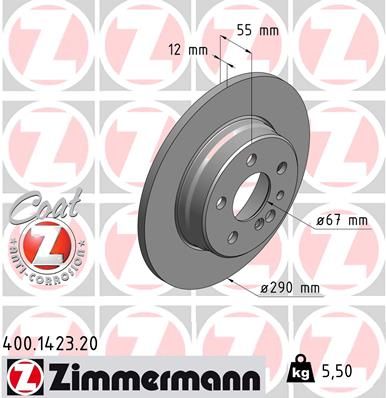 Диск тормозной задний ZIMMERMANN 400142320