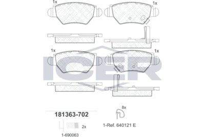 Колодки тормозные дисковые задние ICER 181363702