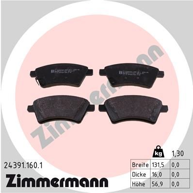 Колодки тормозные дисковые комплект ZIMMERMANN 243911601