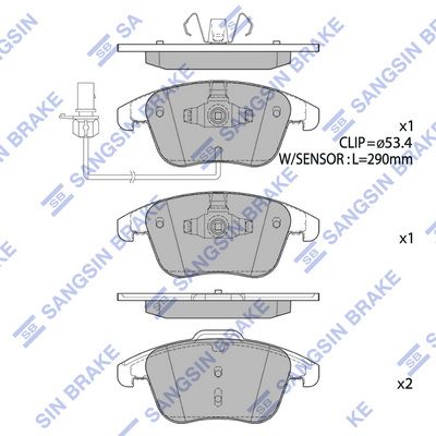 Колодки тормозные передние SANGSIN SP2144