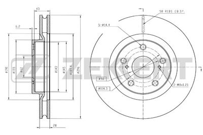 Диск тормозной передний Zekkert BS5430