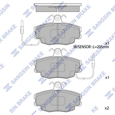 Колодки тормозные передние SANGSIN SP1668