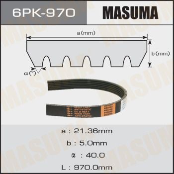 Ремень поликлиновой Masuma 6PK970