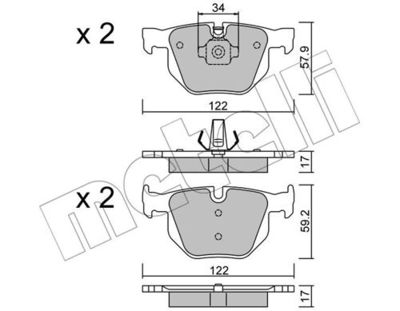 Комплект колодок для дискового тормоза METELLI 2206444