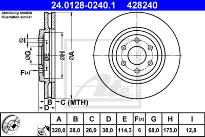 Диск тормозной передний ATE 24012802401