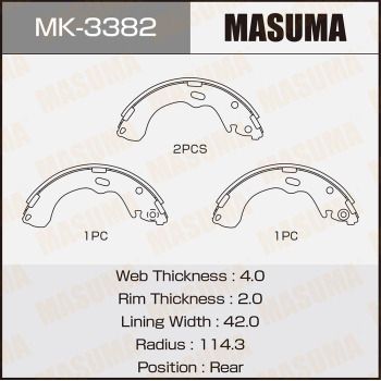 Колодки тормозные барабанные Masuma MK3382