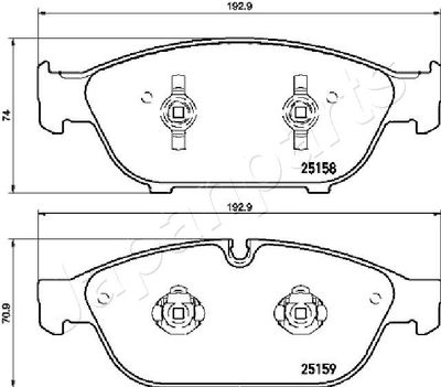 Колодки тормозные дисковые передние комплект JAPANPARTS PA0925AF