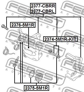 Суппорт тормозной задний левый со скобой FEBEST 23772CBRL