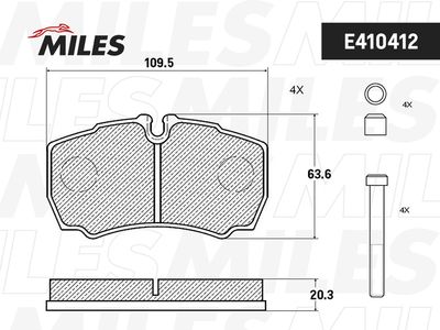 Колодки тормозные задние Miles E410412
