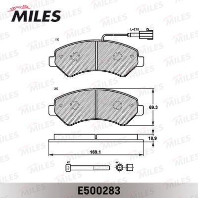 Колодки тормозные передние Miles E500283