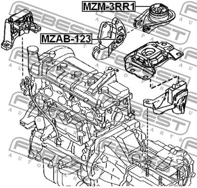Сайлентблок задней подушки двигателя FEBEST MZAB123