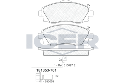 Колодки тормозные дисковые ICER 181353701