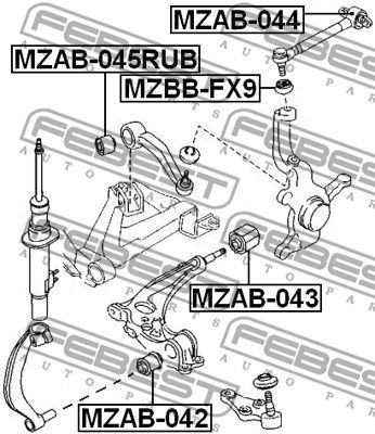 Сайлентблок рычага переднего FEBEST MZAB045RUB