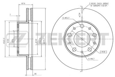 Диск тормозной передний Zekkert BS5108