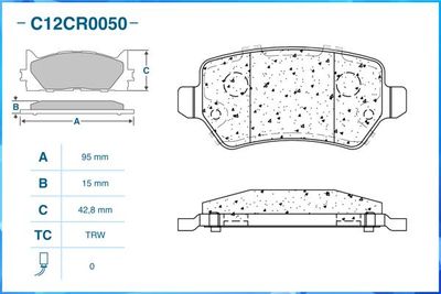 Колодки тормозные задние CWORKS C12CR0050