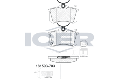 Колодки тормозные дисковые ICER 181593703
