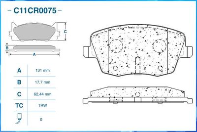 Колодки тормозные передние CWORKS C11CR0075