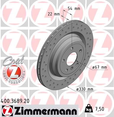 Диск тормозной ZIMMERMANN 400368920