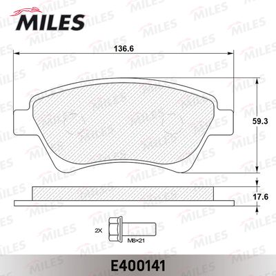 Колодки тормозные передние Miles E400141