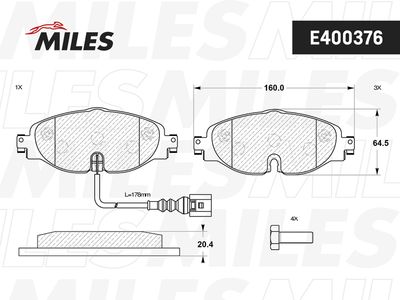 Колодки тормозные передние Miles E400376