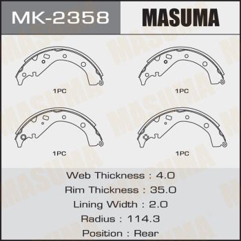 Колодки тормозные барабанные Masuma MK2358