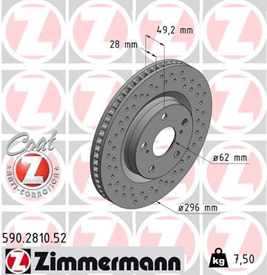 Диск тормозной ZIMMERMANN 590281052