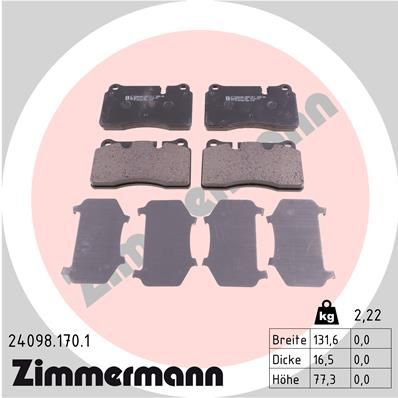 Колодки тормозные дисковые ZIMMERMANN 240981701