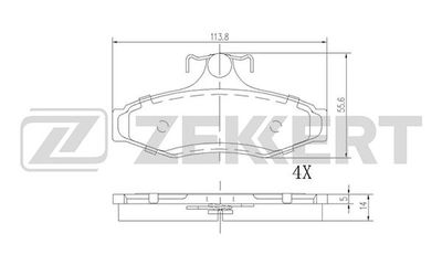 Колодки тормозные дисковые задние Zekkert BS1863