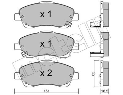 Комплект колодок для дискового тормоза METELLI 2204500