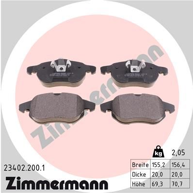 Колодки тормозные дисковые ZIMMERMANN 234022001