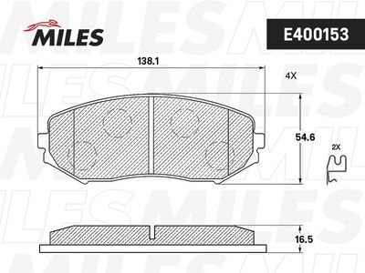 Колодки тормозные передние Miles E400153