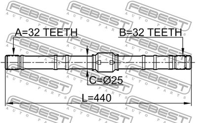 Полуось правая FEBEST 0212SR20RH