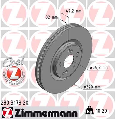 Диск тормозной ZIMMERMANN 280317820